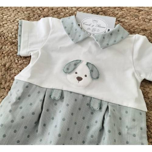 Pagliaccietto neonato 3 mesi bianco e verde 2