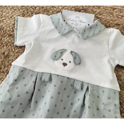 Pagliaccietto neonato 3 mesi bianco e verde