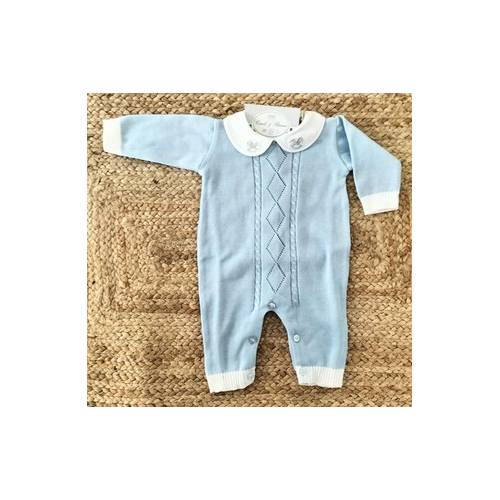 Fato de dormir azul claro em algodão Bebé gi 1 e 3 meses
