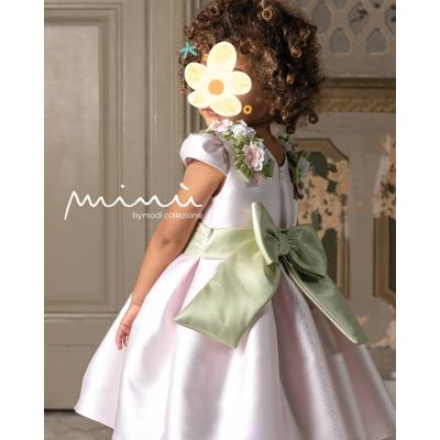 Abito battesimo cerimonia rosacon fascetta bambina  Minù