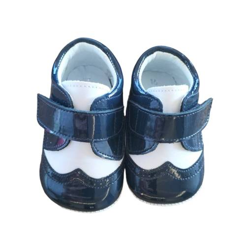 Baby-Schuhe - Blaue und weiße Babywiegenschuhe - Vendita Abbigliamento Neonato