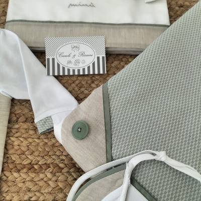 Cobertor de algodón blanco celeste y celeste para bebé niño 1 mes talla Minù blanco celeste y celeste