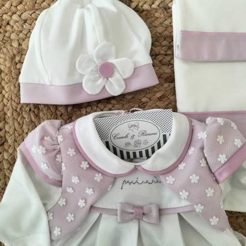 Algodão a condizer Minù em branco leite e cor-de-rosa 2