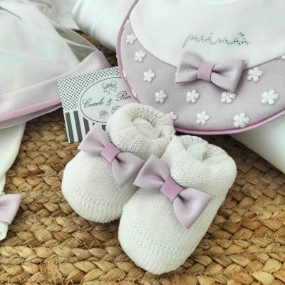 Algodón a juego Minù en blanco leche y rosa