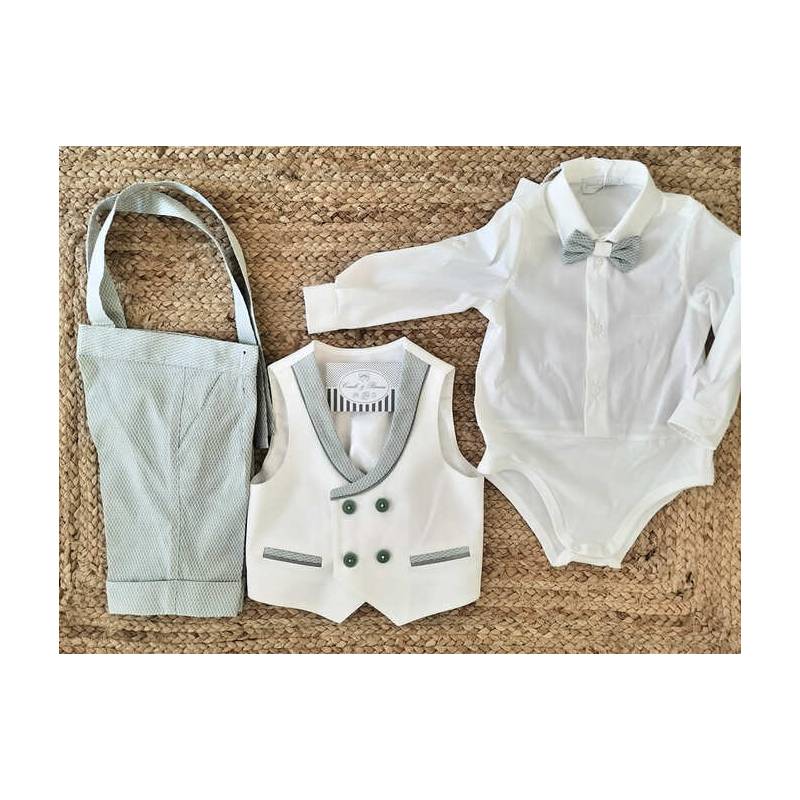 Completo P/E Minù bianco latte e verde