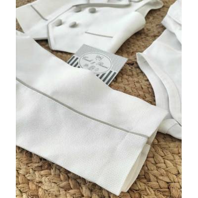 Completo elegante bambino bianco latte e tortora