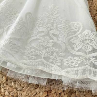 Vestido de cerimónia de batizado para bebé menina com pelo falso 18 e 24 meses