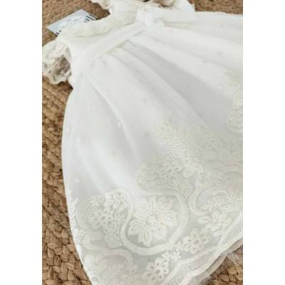 Vestitino cerimonia Battesimo bambina con cuffietta