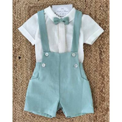 Completo elegante bambino battesimo cerimonia verde