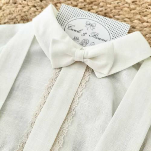 Completo da battesimo bambino in cotone panna 2