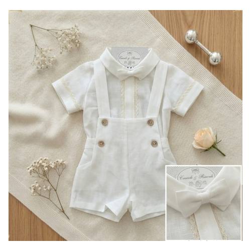 Completo da battesimo bambino in cotone panna