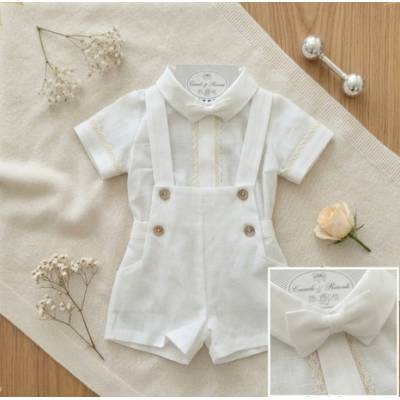 Completo da battesimo bambino in cotone panna