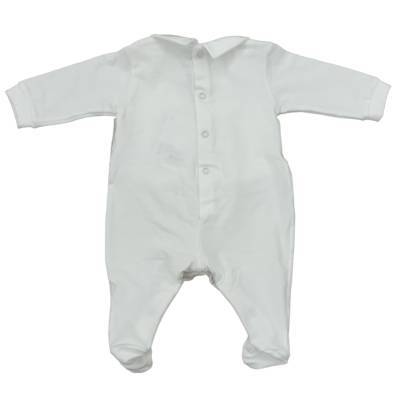 Newborn baby sleepsuit with beige cream cotton 1 month mock waistcoat - 