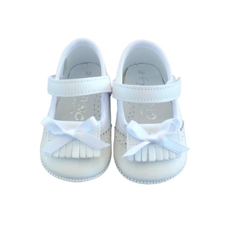 Sapatos macios para batizado de bebé recém-nascido branco - 
