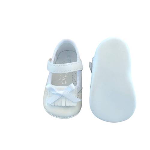 Chaussures souples de baptême pour nouveau-né blanc -  2