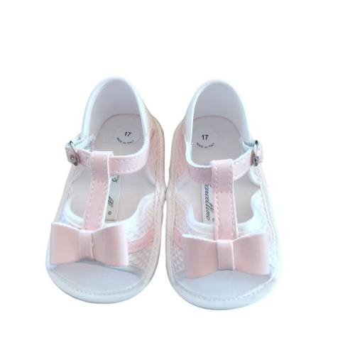 Sandalia bebé blanca y rosa talla 17 - 