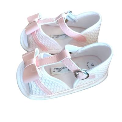 Sandália de bebé branca e cor-de-rosa tamanho 17 - 