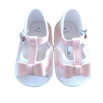 Sandalo neonata bianco e rosa misura 17 - 