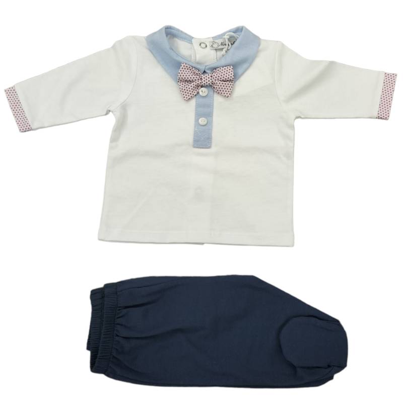 Pijamas y cubrepiés para recién nacidos Primavera Verano - Blanco y azul 1 mes bebé clínico niño traje de nacimiento Nin
