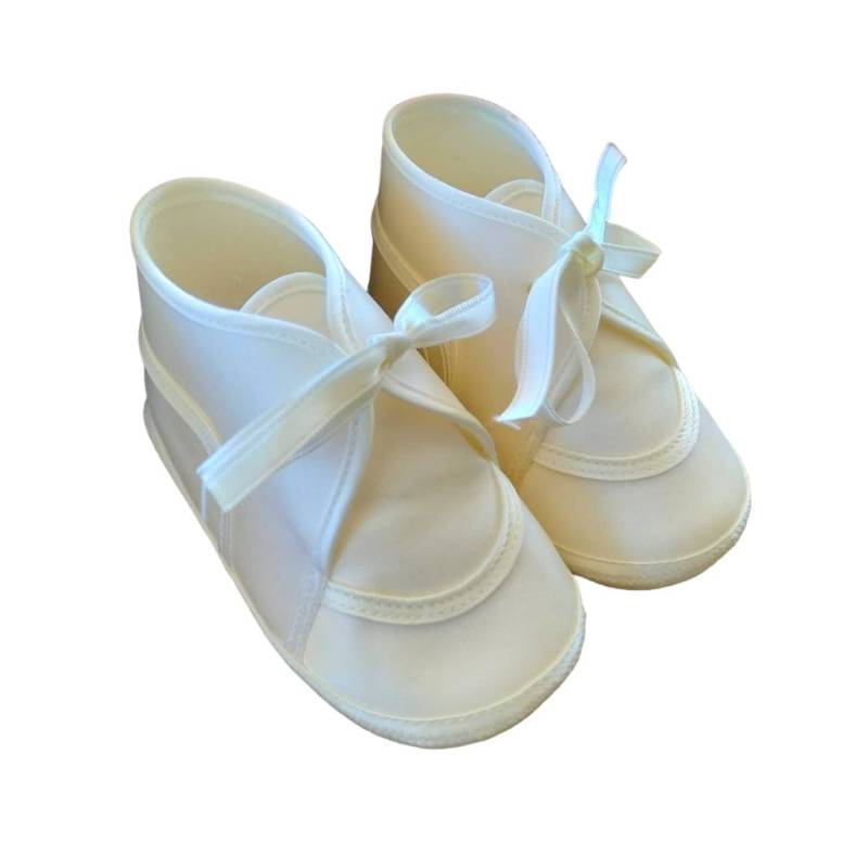 Sapatos de bebé recém-nascido em cetim de seda creme tamanho 18 - 