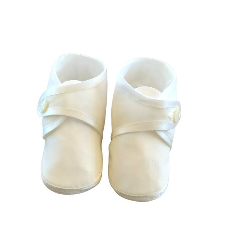 Zapatos de bebé - Zapatos de bebé de raso de seda marfil talla 16 - Vendita Abbigliamento Neonato