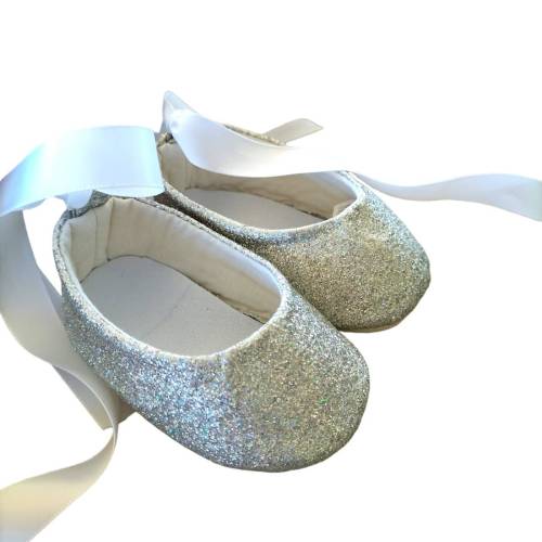 Sapatos de bebé com brilhantes prateados - 