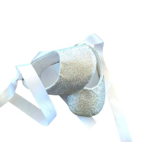 Silberne Glitzer-Babyschuhe -  2