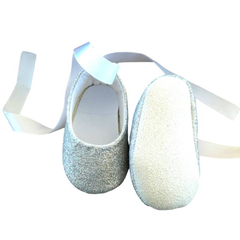Sapatos de bebé com brilhantes prateados - 