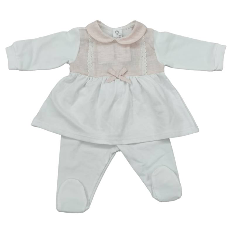 Pijamas y Cubrepañales de Bebé Niña Primavera Verano - Conjunto bebé niña rosa y blanco 1 mes algodón - Vendita Abbiglia