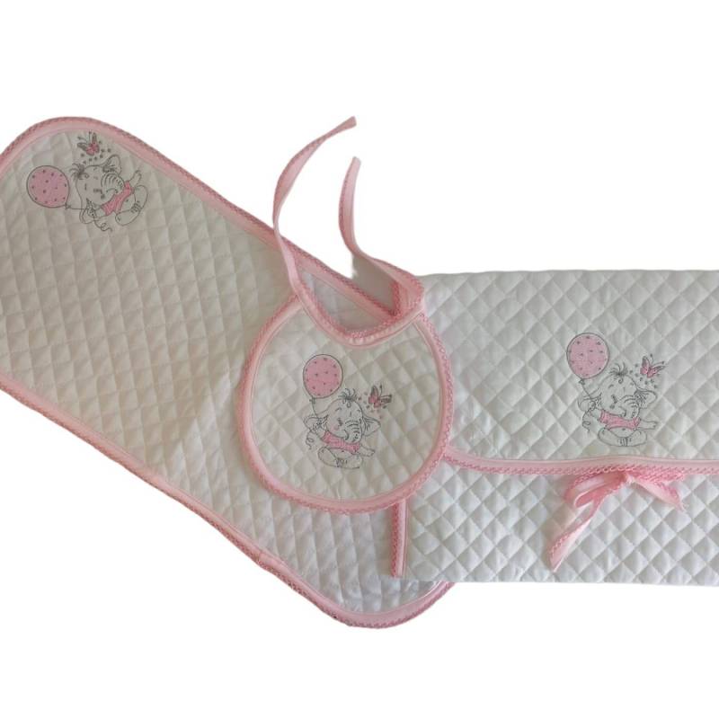 Canastilla para recién nacida - Bolso cambiador con babero y cobertor - Vendita Abbigliamento Neonato