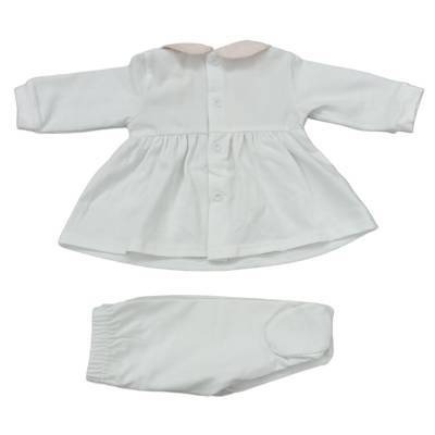 Completo nascita femminuccia bianco e rosa in cotone 1 mese Teto&Tatta clinico corredino - 