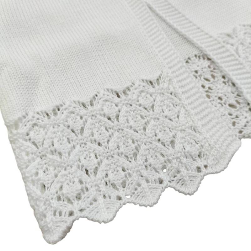 Veste de bébé en fil de coton blanc - 