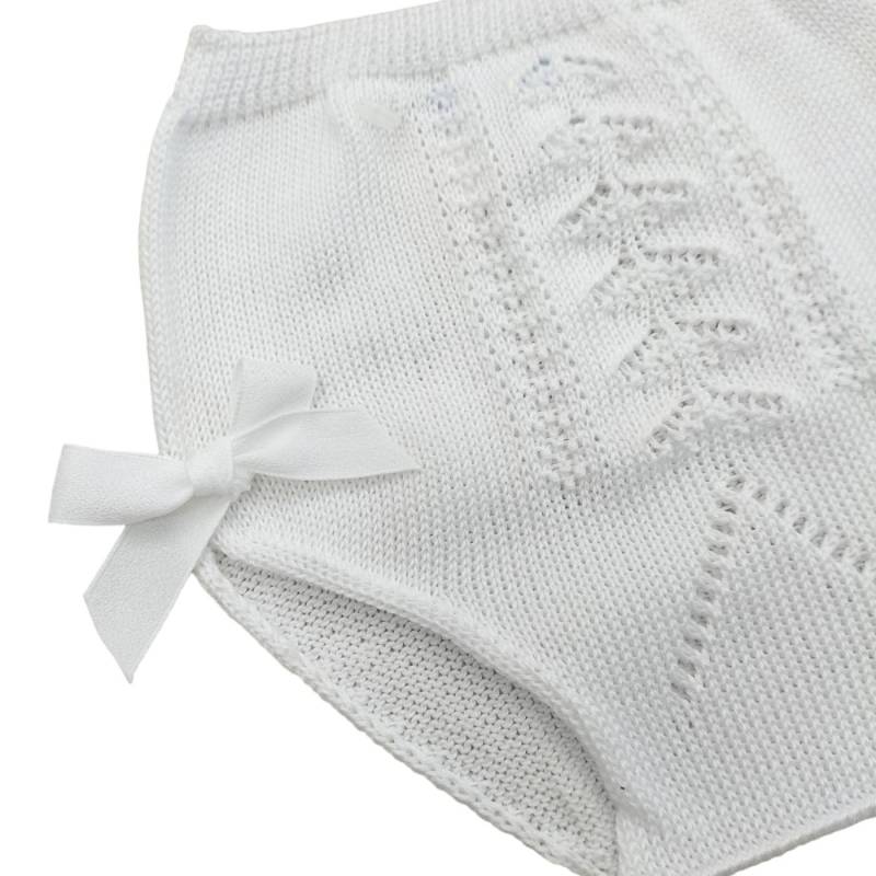 Copripannolino neonato bianco in filo di cotone 3 e 6 mesi - 