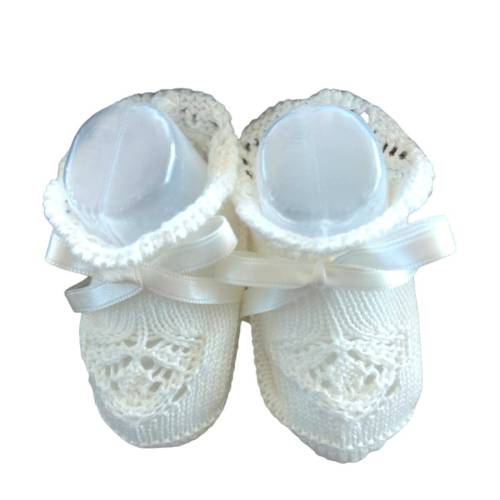 Chinelo unissexo de lã para recém-nascidos em creme - 