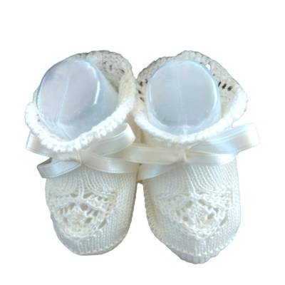 Scarpina misto lana neonato unisex panna - 