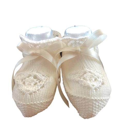 Unisex cream newborn wool-blend slipper -  2