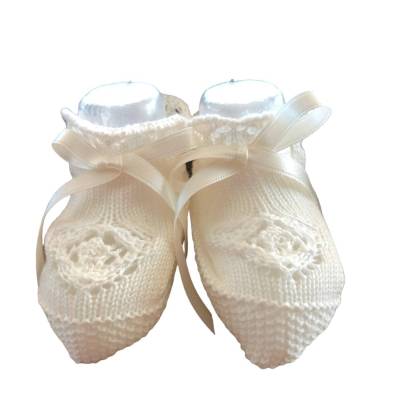 Scarpina misto lana neonato unisex panna - 