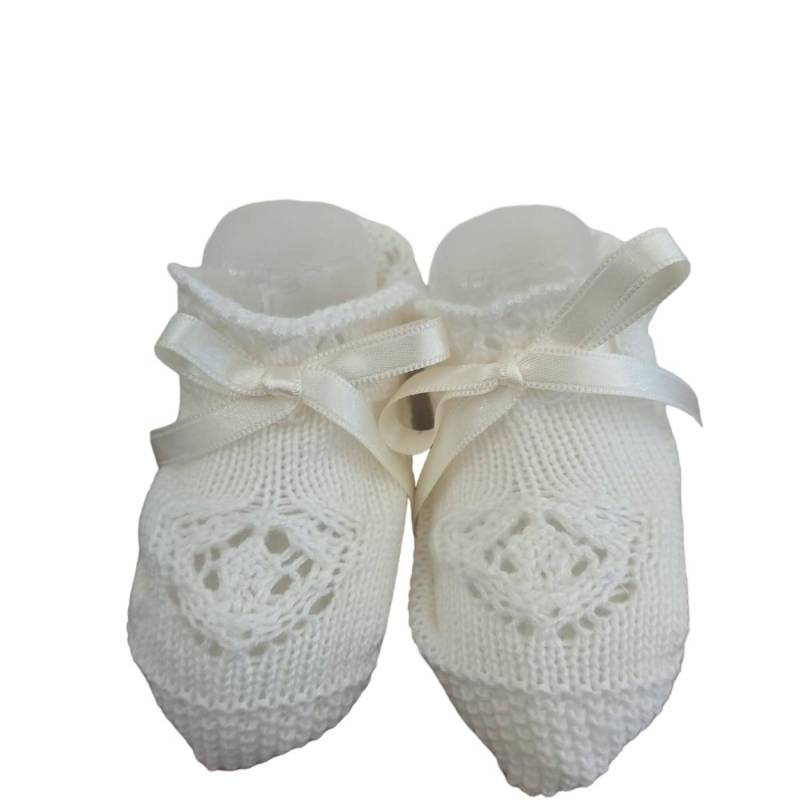 Chinelo unissexo de lã para recém-nascidos em creme - 