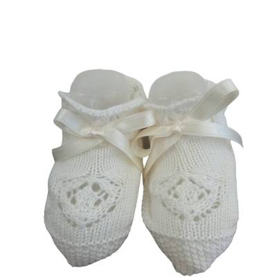 Unisex cream newborn wool-blend slipper - 