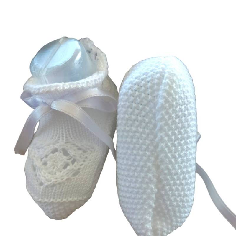Chausson unisexe pour bébé en laine mélangée blanche - 