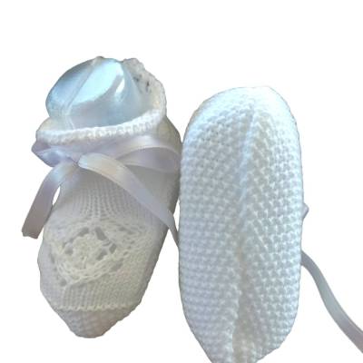 Pantuflas unisex de bebé en mezcla de lana blanca - 