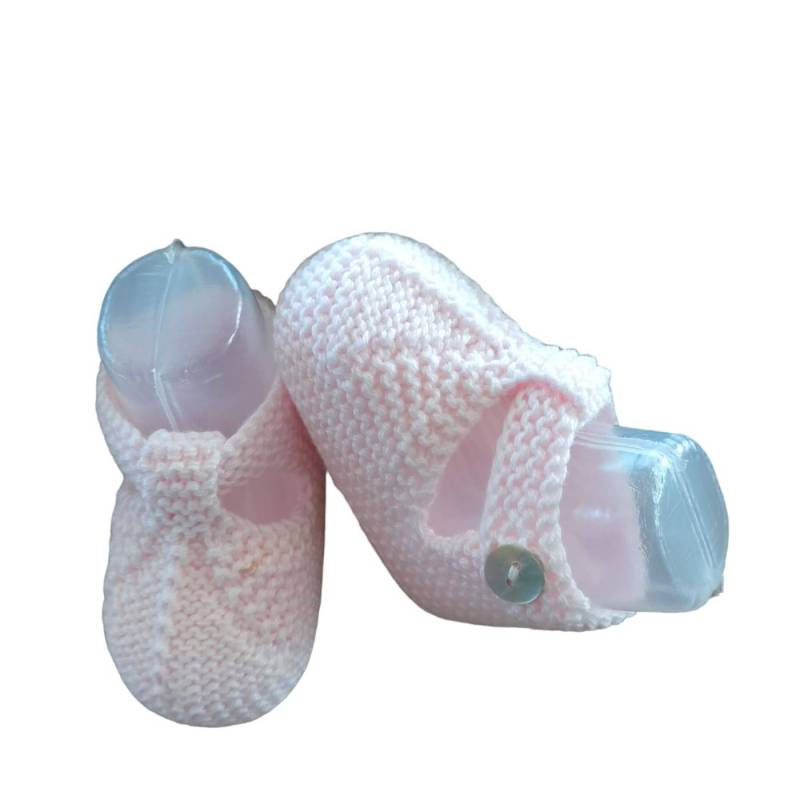Botins em lã rosa bebé - 