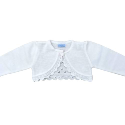 Giacchino neonata filo di cotone bianco - 