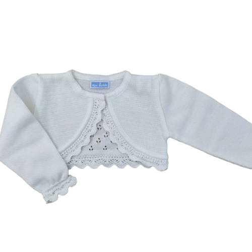 Chaqueta para bebé de hilo de algodón blanco -  2