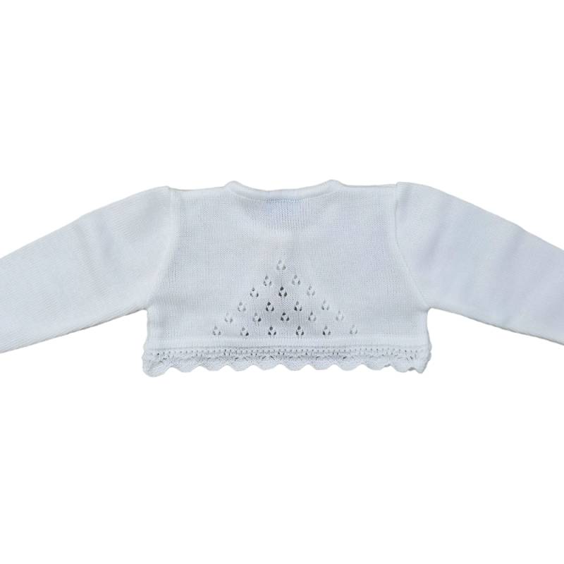 Chaqueta para bebé de hilo de algodón blanco - 
