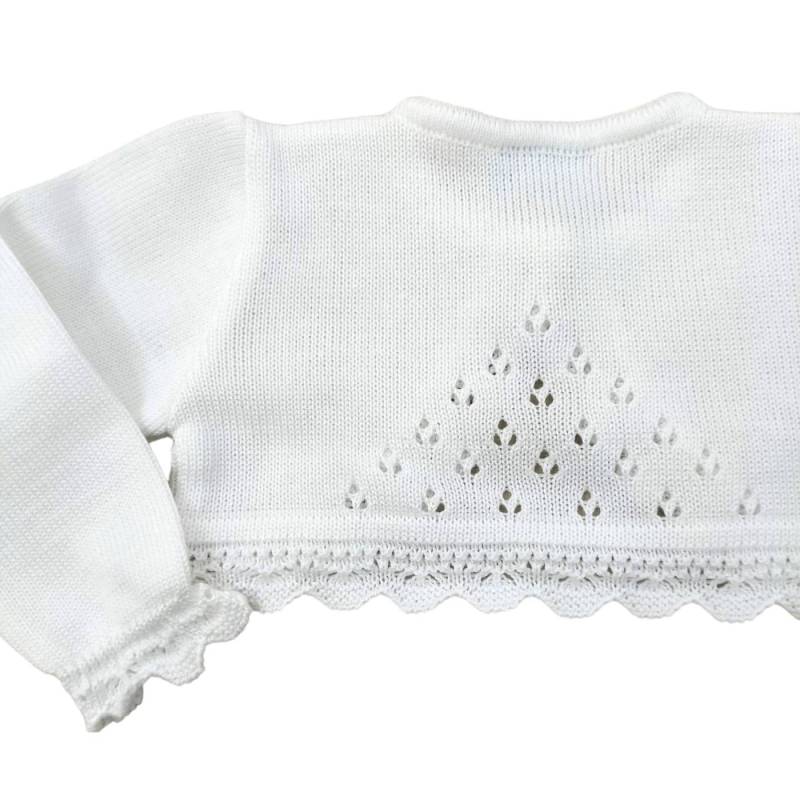 White cotton yarn baby jacket - 