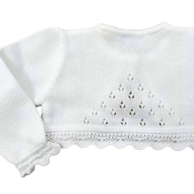 Giacchino neonata filo di cotone bianco - 