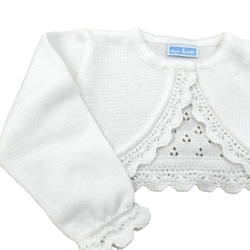 Babyjacke aus weißem Baumwollgarn - 