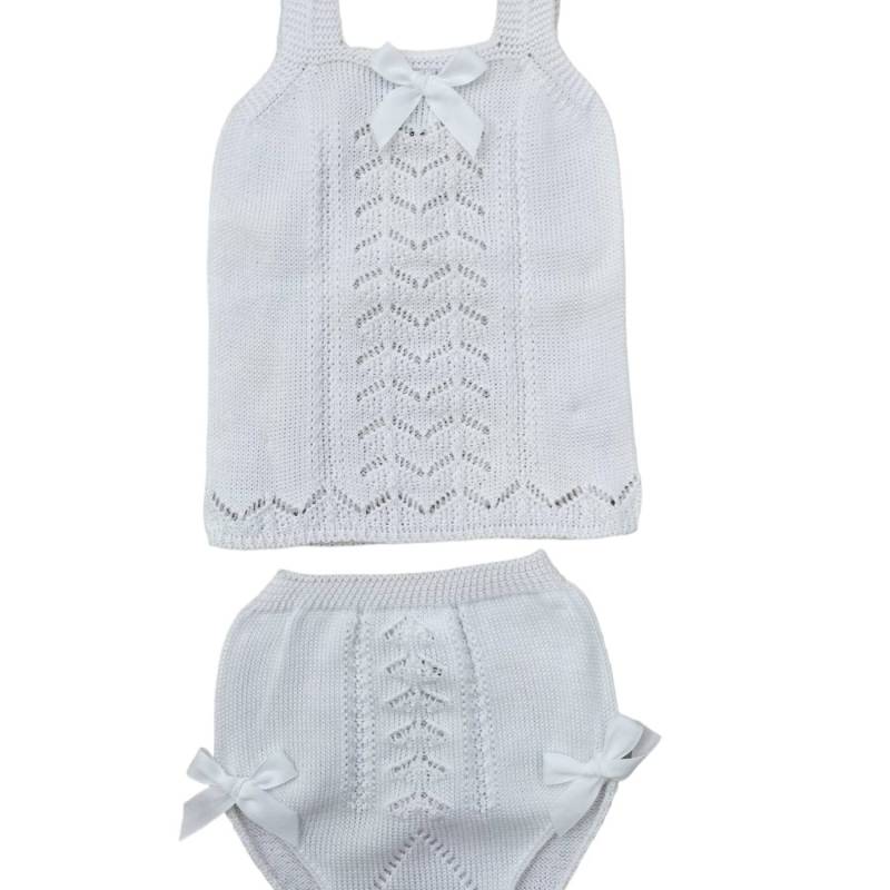 Sleeveless newborn outfit 3 months white - 
