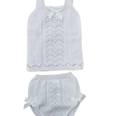 Conjunto sin mangas recién nacido 3 meses blanco - 